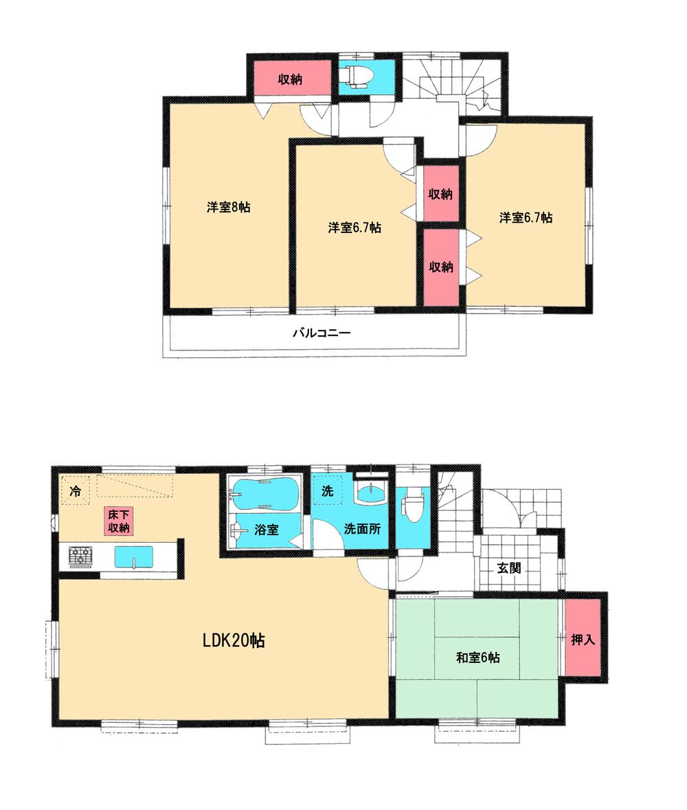 Floor plan. 25,800,000 yen, 4LDK, Land area 219.39 sq m , Building area 105.16 sq m