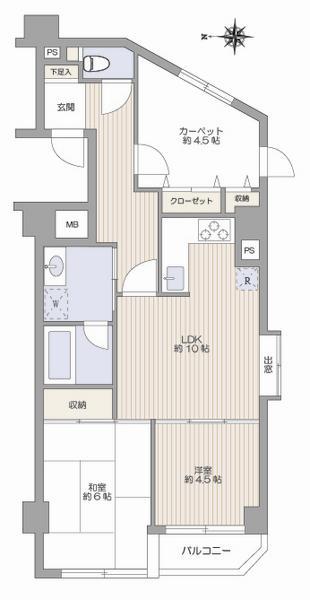 Floor plan. 3DK, Price 18.9 million yen, Occupied area 63.16 sq m , Balcony area 2.97 sq m