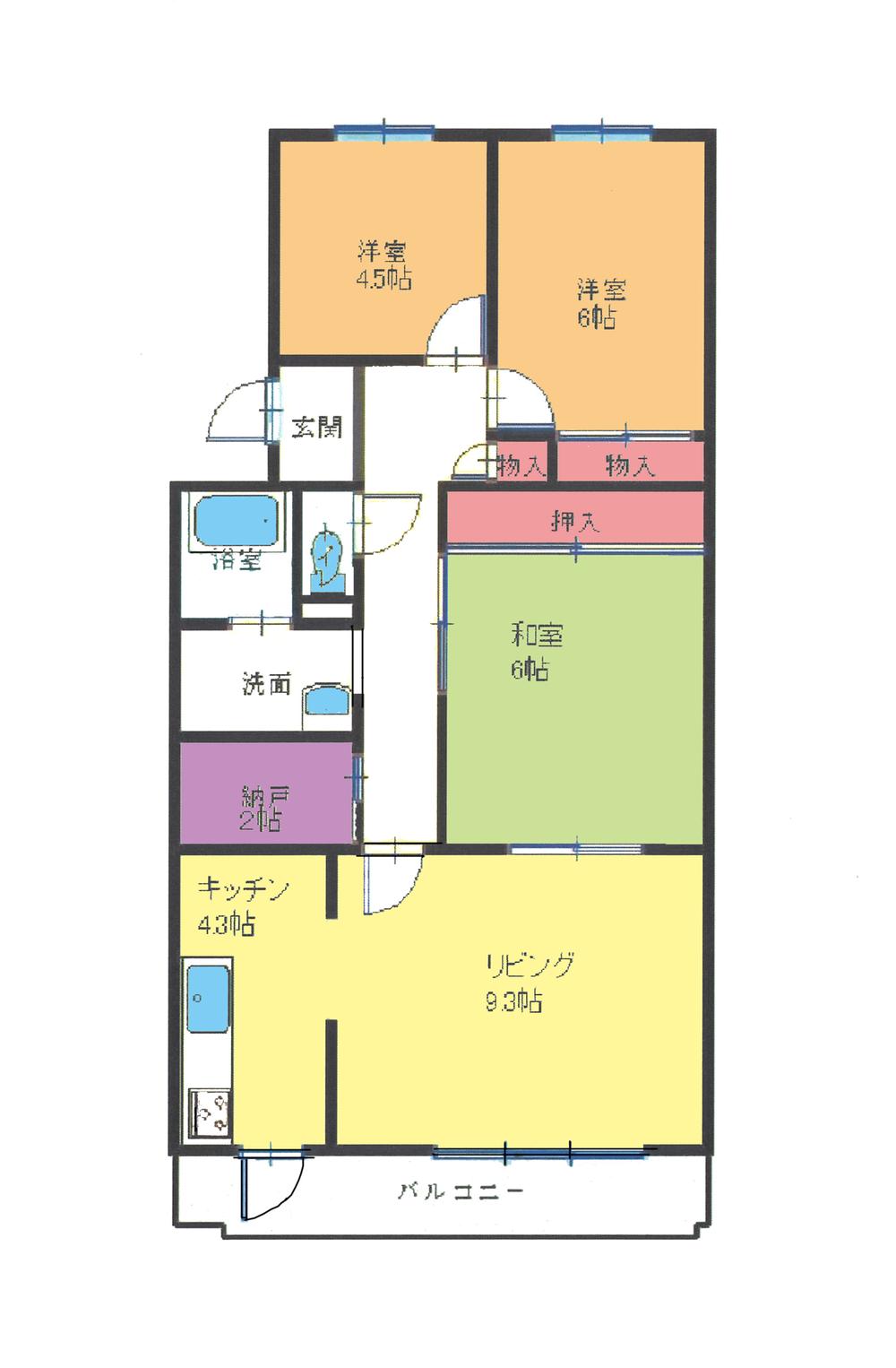 Floor plan. 3LDK + S (storeroom), Price $ 40,000, Occupied area 73.06 sq m , Balcony area 7.99 sq m floor plan