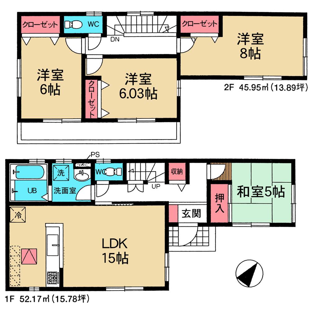 Floor plan. 26,800,000 yen, 4LDK, Land area 103.79 sq m , Building area 98.12 sq m 3 Building