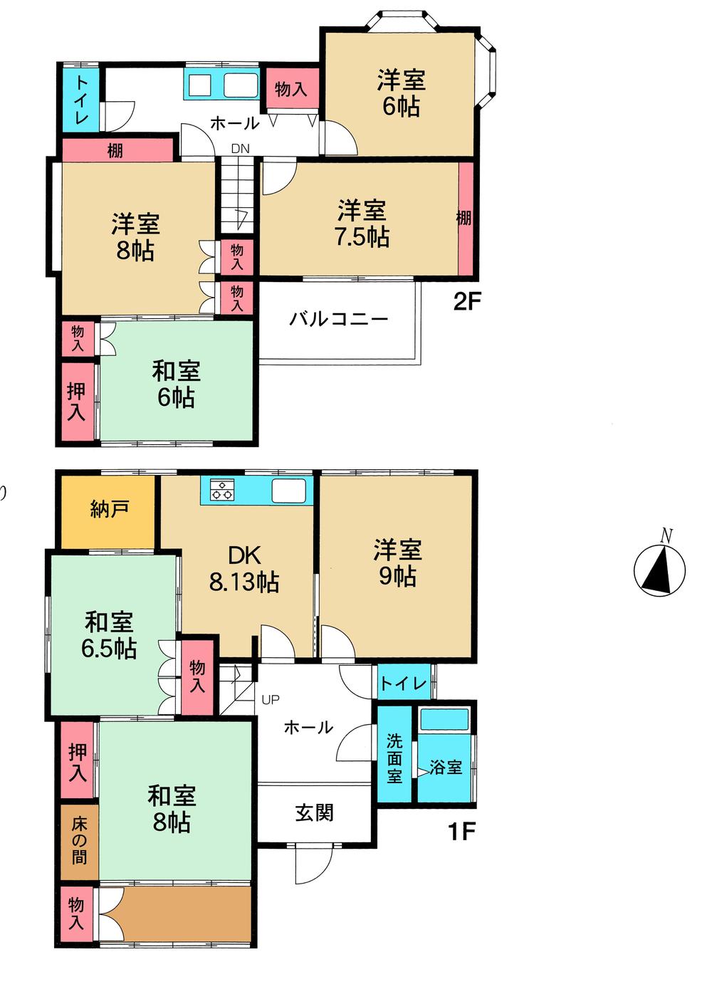 Floor plan. 38,500,000 yen, 7DK + S (storeroom), Land area 190.56 sq m , Building area 144.41 sq m