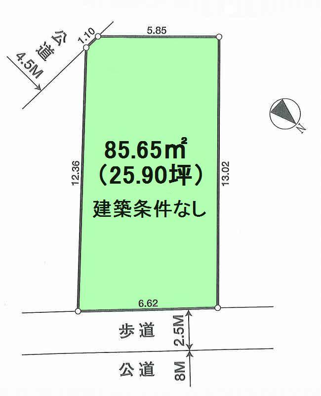 Compartment figure. Land price 9.8 million yen, Land area 85.65 sq m