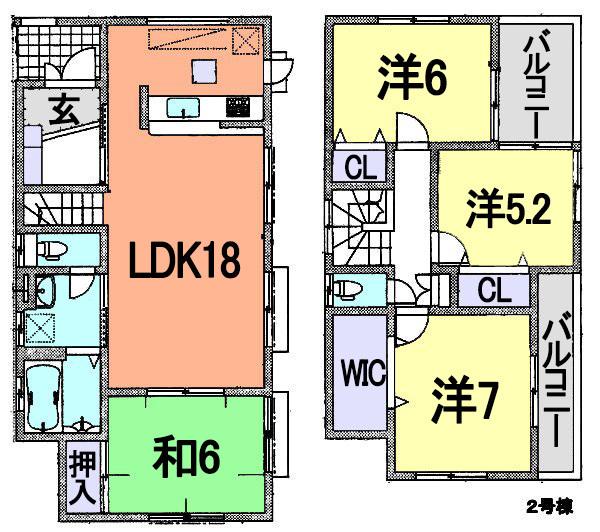 Floor plan. (Building 2), Price 23.8 million yen, 4LDK, Land area 172.77 sq m , Building area 99.78 sq m