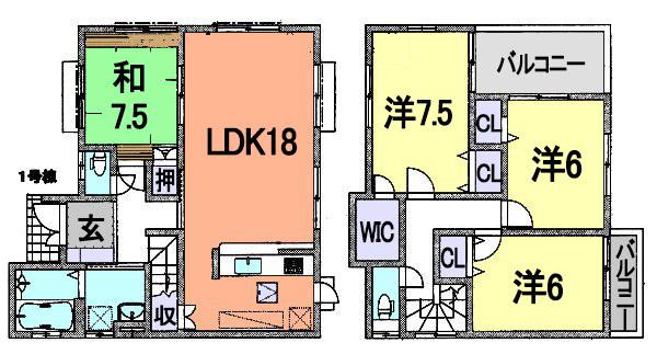 Floor plan. (1 Building), Price 26,800,000 yen, 4LDK, Land area 154.2 sq m , Building area 102.68 sq m
