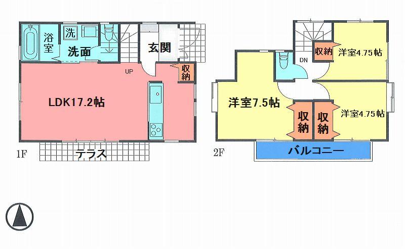 Floor plan. 17.8 million yen, 3LDK, Land area 100.05 sq m , Building area 80 sq m