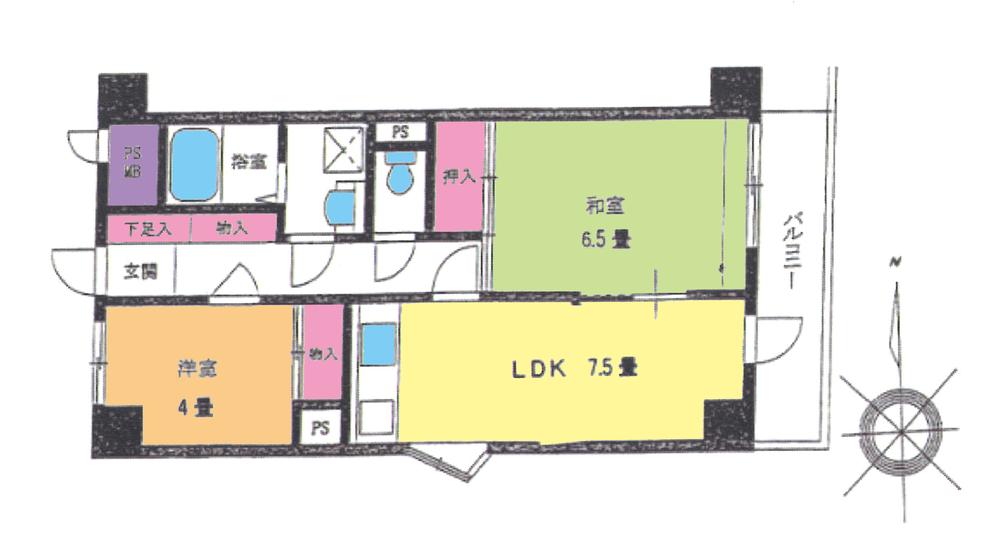 Floor plan. 2LDK, Price 10.8 million yen, Occupied area 45.88 sq m , Balcony area 6.01 sq m floor plan