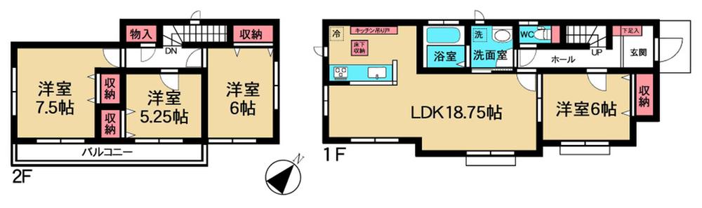 Floor plan. 21 million yen, 4LDK, Land area 135 sq m , Building area 101.01 sq m