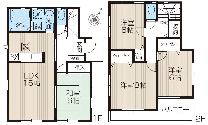 Floor plan. (1 Building), Price 23.8 million yen, 4LDK, Land area 120.69 sq m , Building area 96.39 sq m