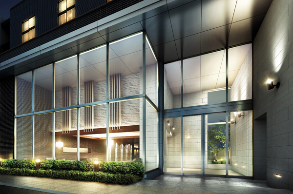 Reflection of light is beautiful, Glassed-in eye-catching design / Entrance Rendering