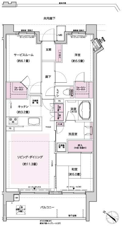 Floor: 2LDK + S, the occupied area: 71.74 sq m