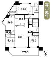 Floor: 3LDK + S, the occupied area: 80.62 sq m