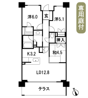 Floor: 3LDK, occupied area: 70.64 sq m