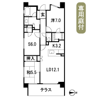 Floor: 2LDK + S, the occupied area: 77.31 sq m