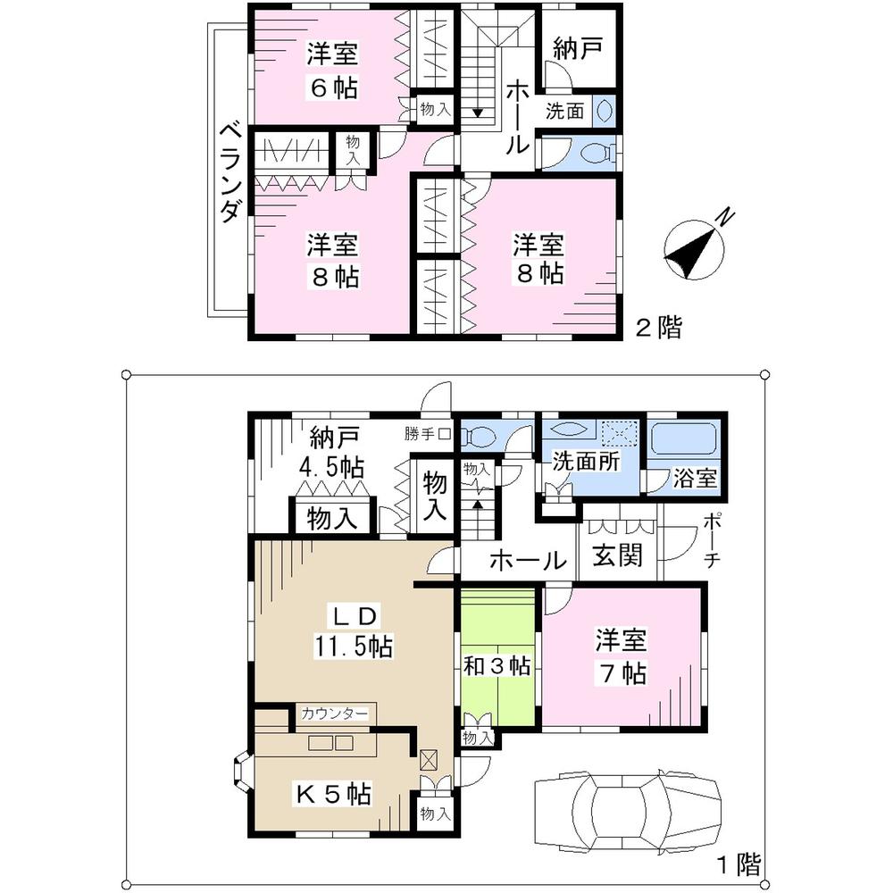 Floor plan. 32 million yen, 4LDK + 3S (storeroom), Land area 157.6 sq m , Building area 140.03 sq m