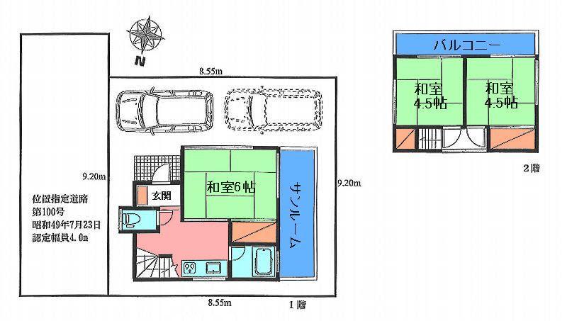 Floor plan. 5.8 million yen, 3DK, Land area 78.55 sq m , Building area 44.93 sq m