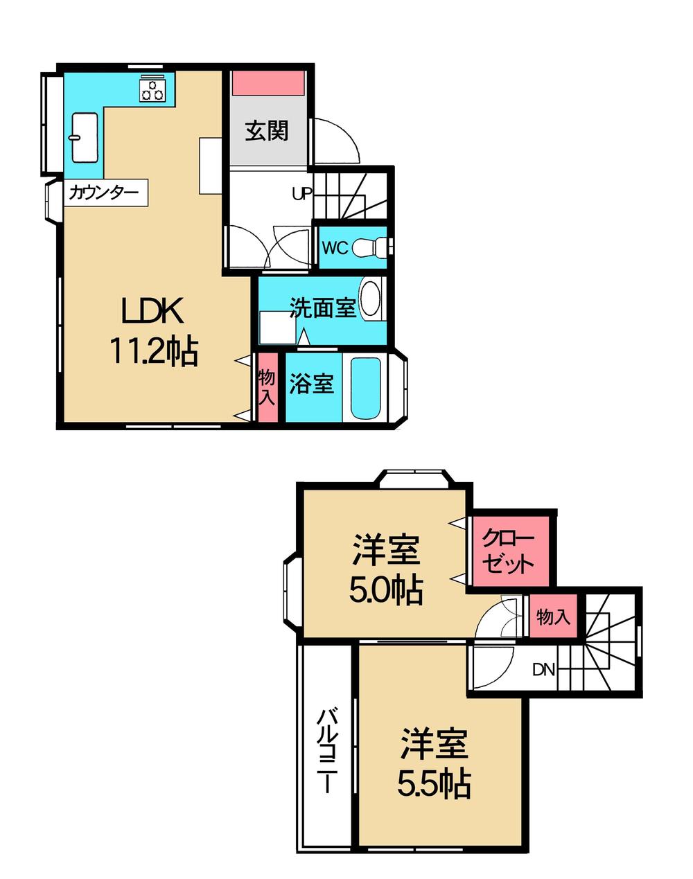 Floor plan. 14 million yen, 2LDK, Land area 70.34 sq m , Building area 56.18 sq m floor plan