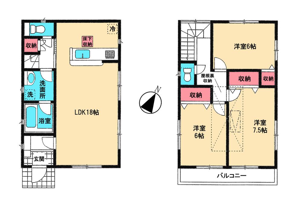 Floor plan. 24,800,000 yen, 3LDK + S (storeroom), Land area 105.71 sq m , Building area 87.07 sq m
