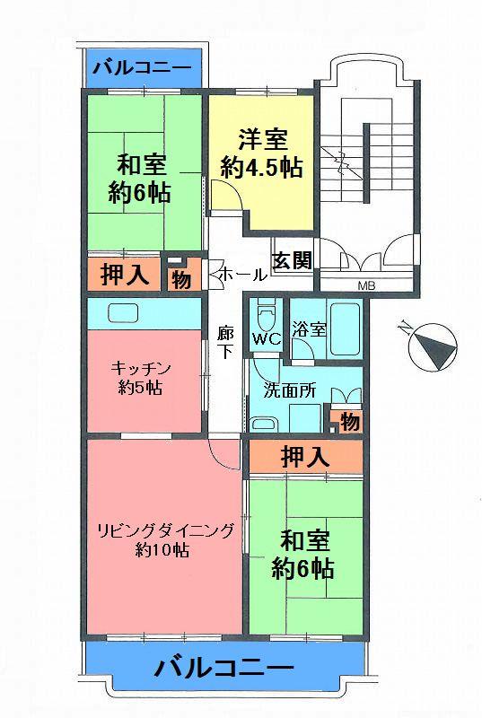 Floor plan. 3LDK, Price 8.9 million yen, Occupied area 74.95 sq m , Balcony area 11.79 sq m
