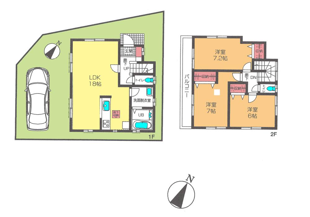 Building plan example (floor plan). Building plan example: Building price 9.8 million yen, Building area 87.76 sq m