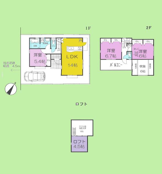 Floor plan. 21,800,000 yen, 3LDK, Land area 97.48 sq m , Building area 77.97 sq m