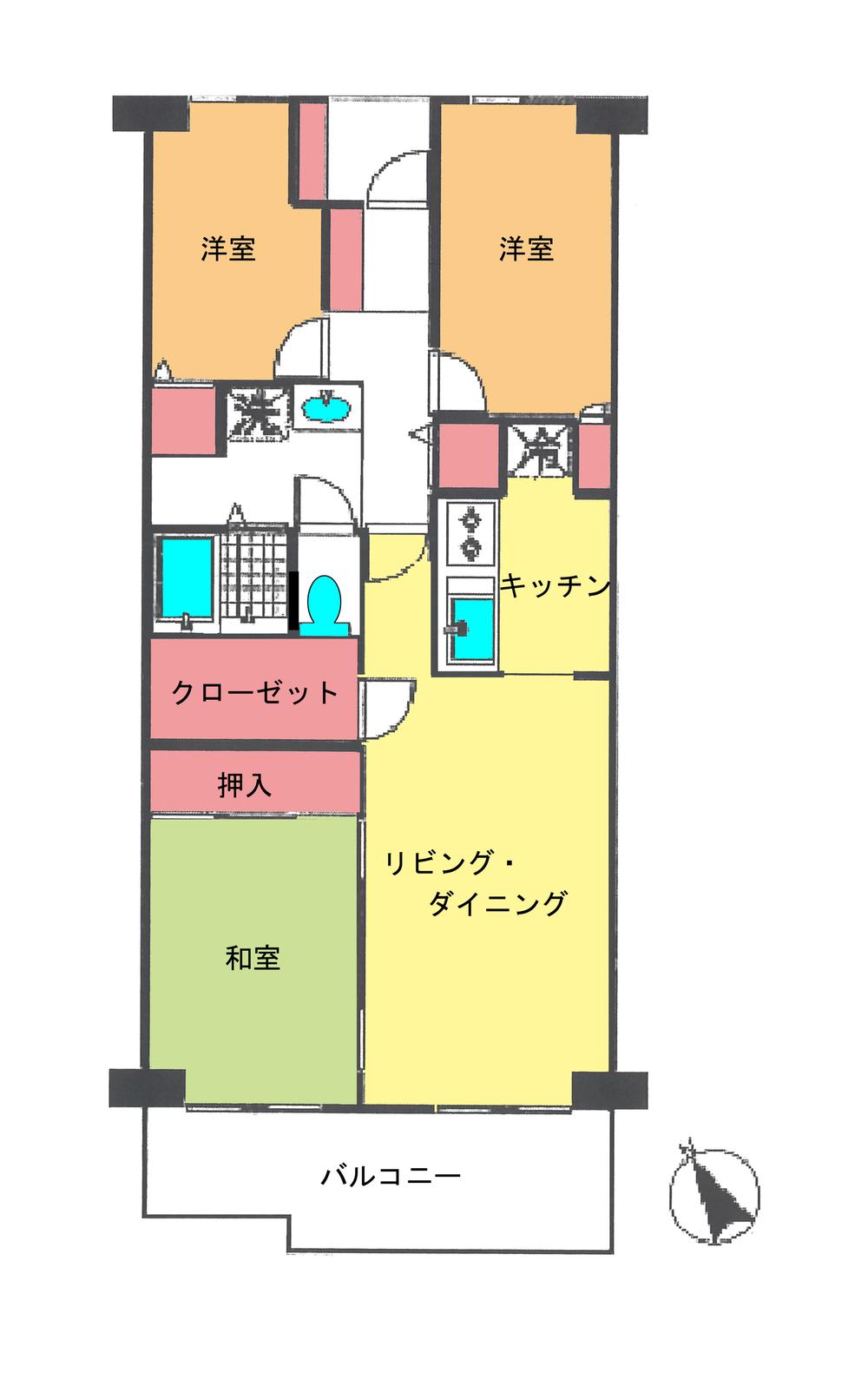 Floor plan. 3LDK + S (storeroom), Price 9.8 million yen, Occupied area 68.81 sq m , Balcony area 9.5 sq m floor plan