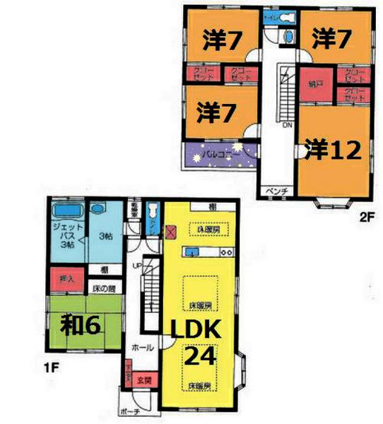 Floor plan. 35,800,000 yen, 5LDK, Land area 385 sq m , Building area 174 sq m