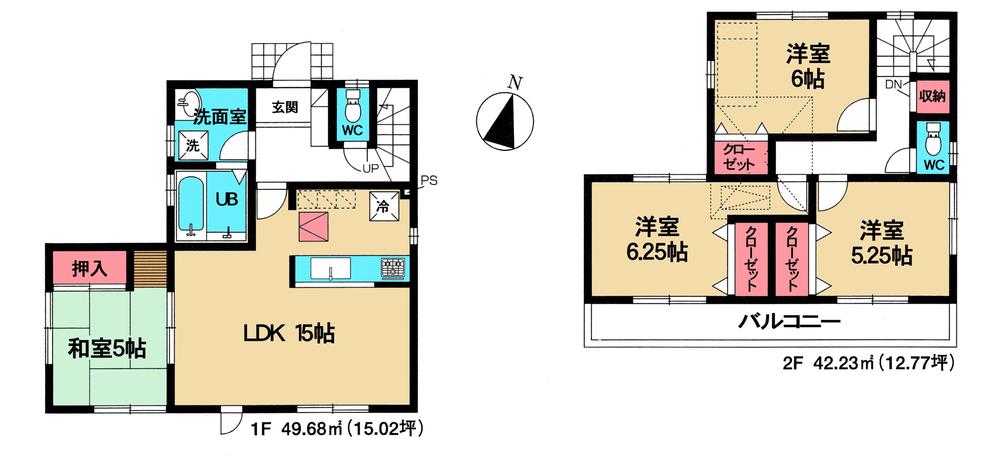 Floor plan. 22,800,000 yen, 4LDK, Land area 99.89 sq m , Building area 91.91 sq m
