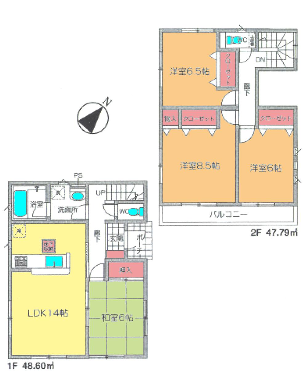 Floor plan. 28.8 million yen, 4LDK, Land area 110.71 sq m , Building area 96.39 sq m floor plan