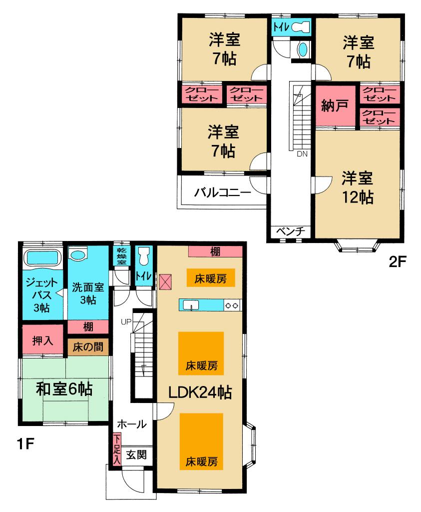 Floor plan. 35,800,000 yen, 5LDK + S (storeroom), Land area 385 sq m , Building area 174 sq m