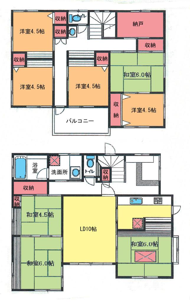 Floor plan. 23.8 million yen, 8LDK + S (storeroom), Land area 164.96 sq m , Building area 151.54 sq m floor plan