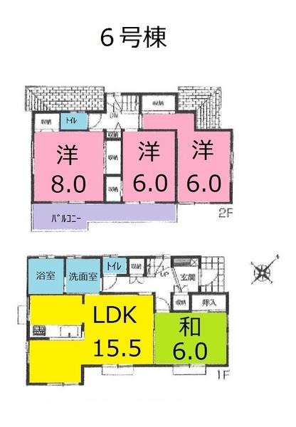 Floor plan. 21.5 million yen, 4LDK, Land area 132.24 sq m , Building area 101.85 sq m