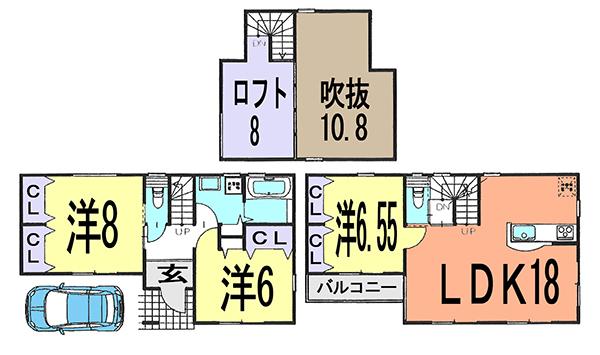 Floor plan. 23.8 million yen, 3LDK, Land area 78 sq m , Building area 89.55 sq m