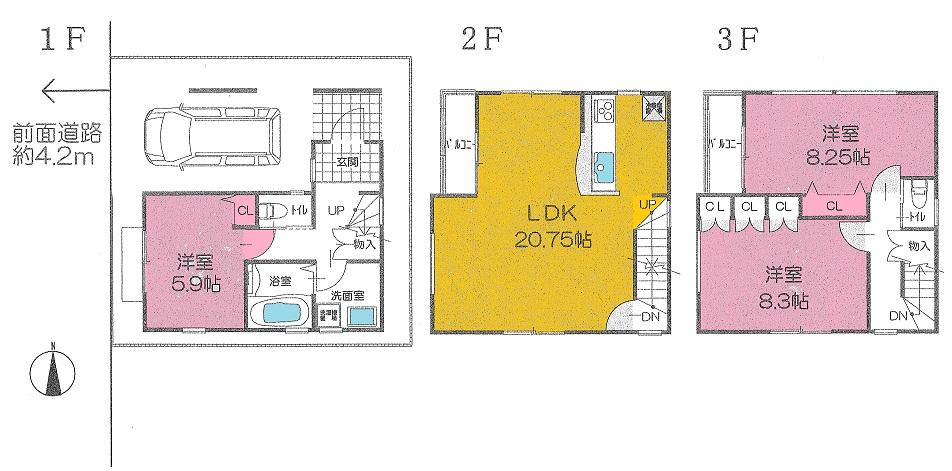 Floor plan. 25,800,000 yen, 3LDK, Land area 61.04 sq m , Building area 109.32 sq m