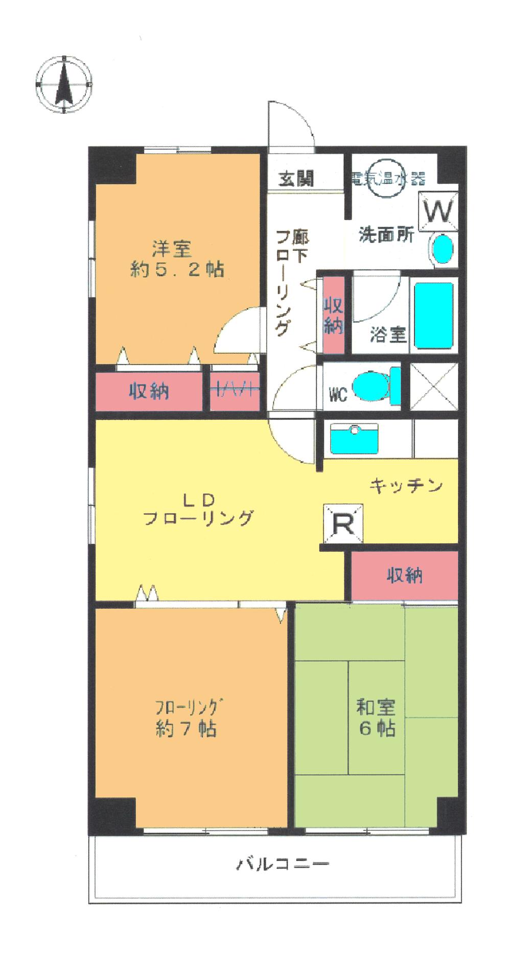 Floor plan. 3LDK, Price 11.5 million yen, Footprint 64.1 sq m , Balcony area 6.93 sq m floor plan