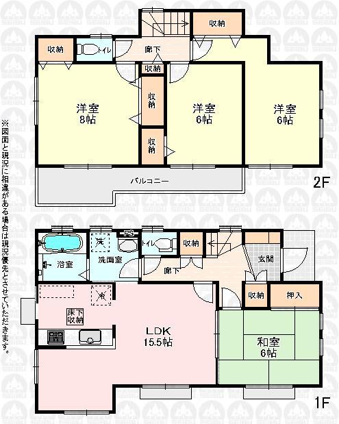 Floor plan. (6 Building), Price 22,300,000 yen, 4LDK, Land area 132.24 sq m , Building area 101.85 sq m