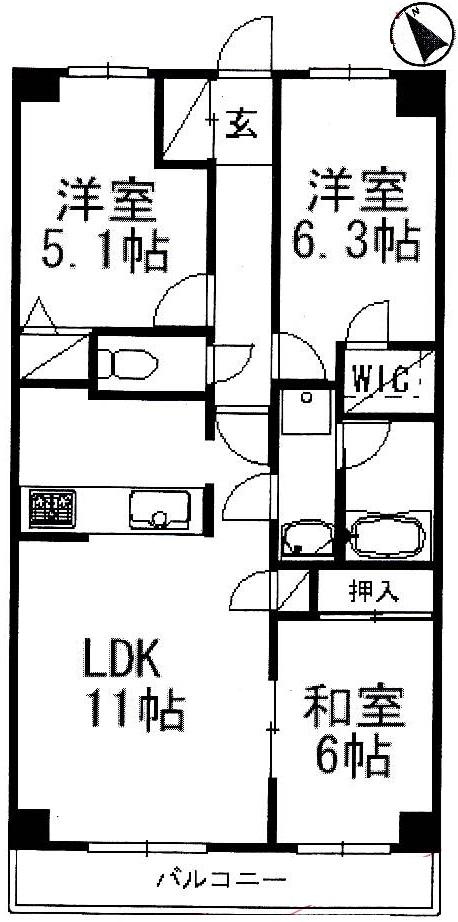 Floor plan. 3LDK, Price 11.4 million yen, Occupied area 68.23 sq m , Balcony area 8.12 sq m floor plan