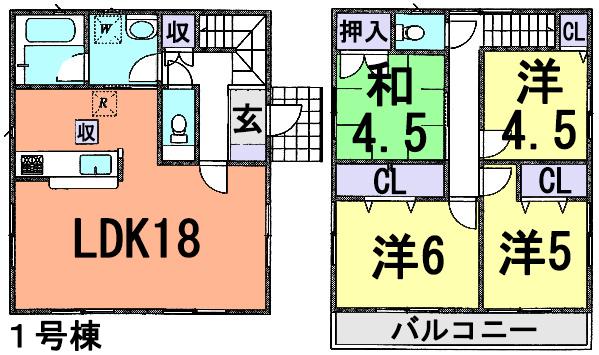 Floor plan. 19,800,000 yen, 4LDK, Land area 115.04 sq m , Building area 90.72 sq m spacious living 18 Pledge