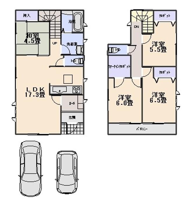 Floor plan. (3 Building), Price 27.3 million yen, 4LDK, Land area 112.98 sq m , Building area 98.54 sq m