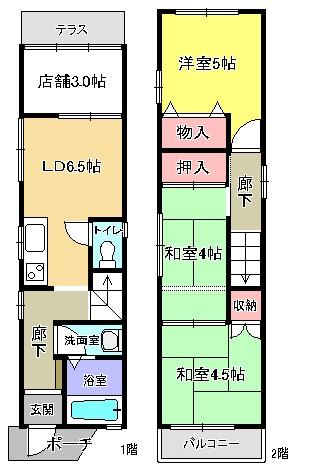 Floor plan. 17.8 million yen, 3DK + S (storeroom), Land area 47.28 sq m , Building area 64.38 sq m