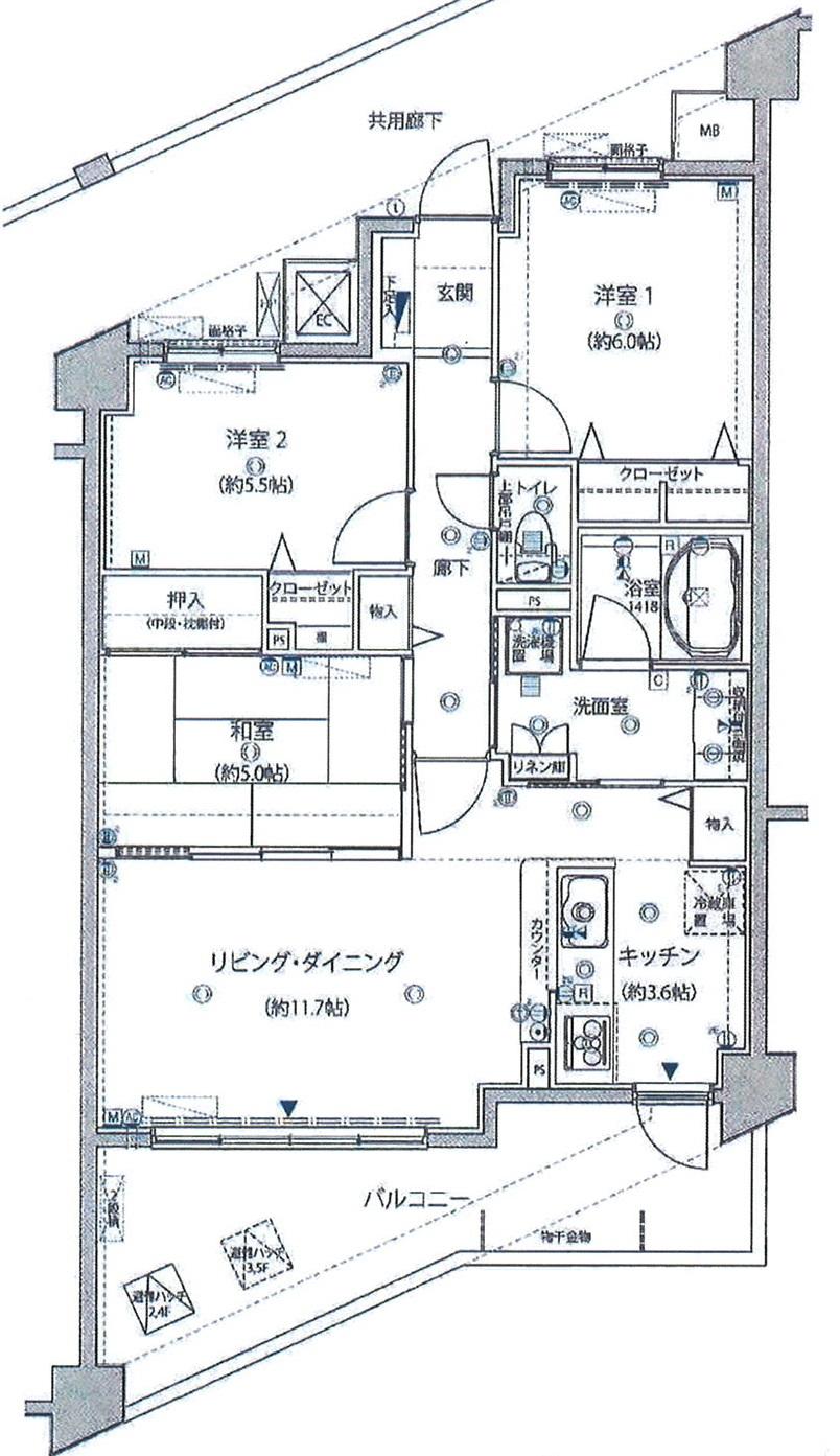 Floor plan. 3LDK, Price 23.8 million yen, Footprint 74.7 sq m , Balcony area 15.39 sq m