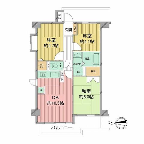 Floor plan. 3DK, Price 16.8 million yen, Footprint 56.2 sq m , Balcony area 7.16 sq m 2 floor ・ Corner room