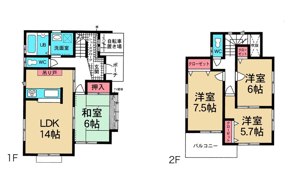 Floor plan. 23.8 million yen, 4LDK, Land area 118.94 sq m , Building area 95.09 sq m
