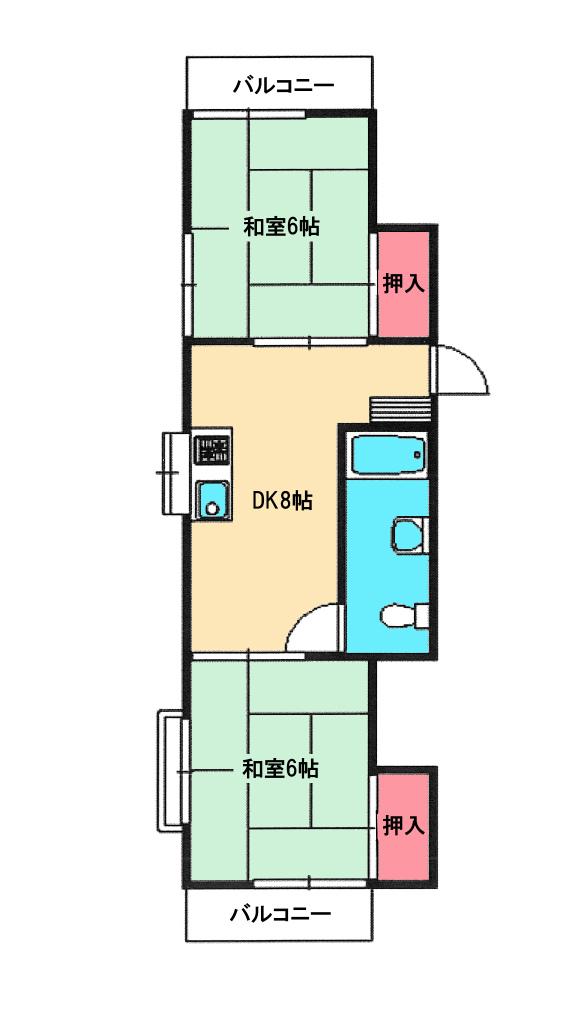 Floor plan. 2DK, Price 4.2 million yen, Occupied area 37.56 sq m floor plan