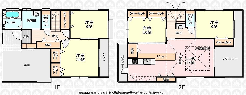 Floor plan. 32,800,000 yen, 4LDK, Land area 131.52 sq m , Building area 125.8 sq m
