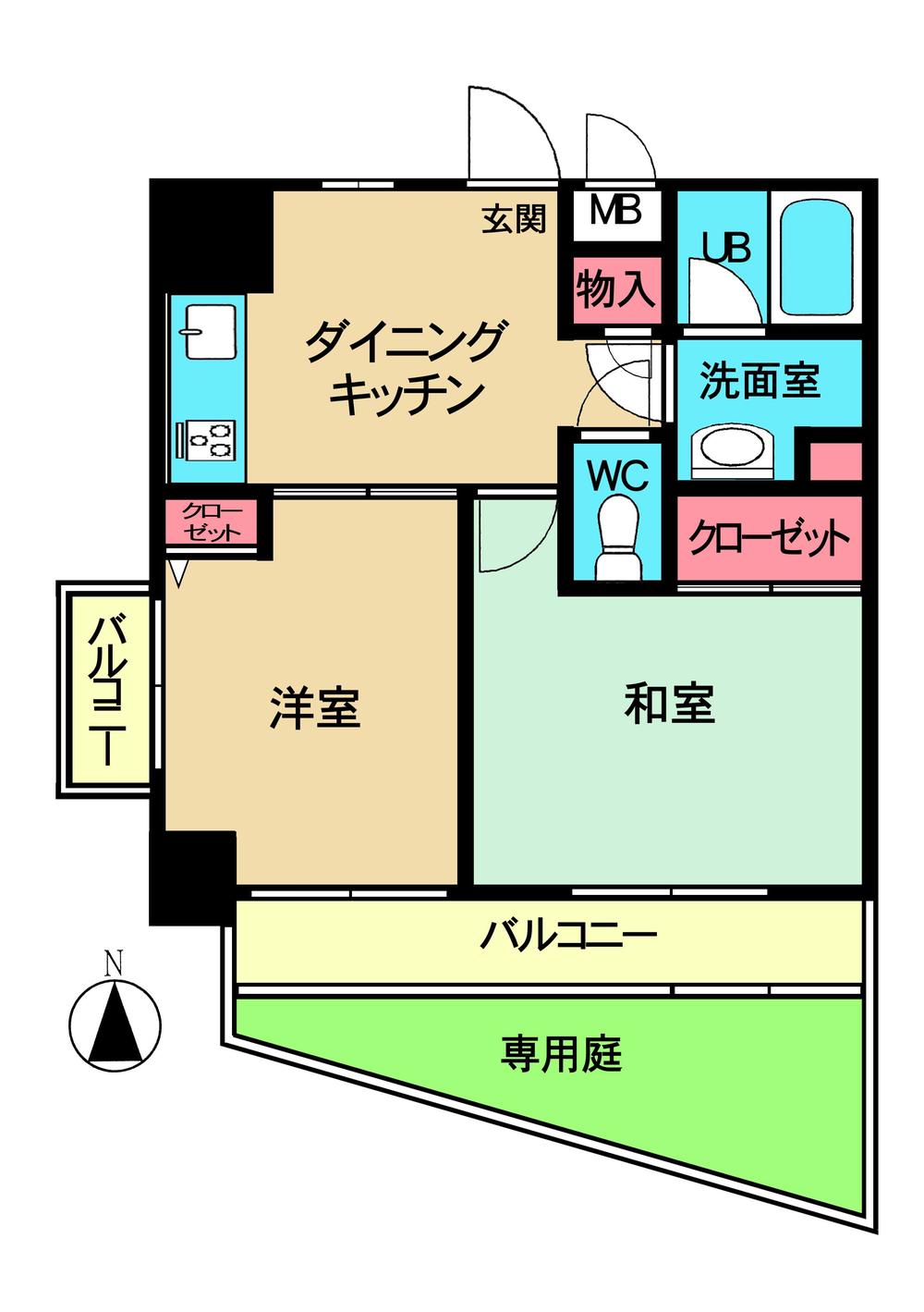 Floor plan. 2DK, Price 6.5 million yen, Occupied area 35.84 sq m , Balcony area 7.5 sq m floor plan