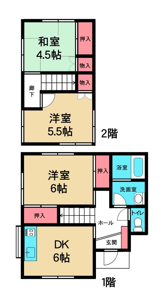 Floor plan. 12.3 million yen, 3DK, Land area 76.93 sq m , Building area 92.21 sq m