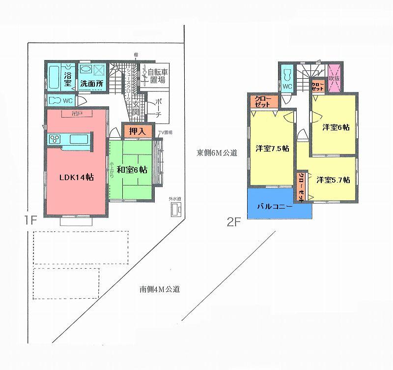 Floor plan. 23.8 million yen, 4LDK, Land area 118.94 sq m , Building area 95.09 sq m