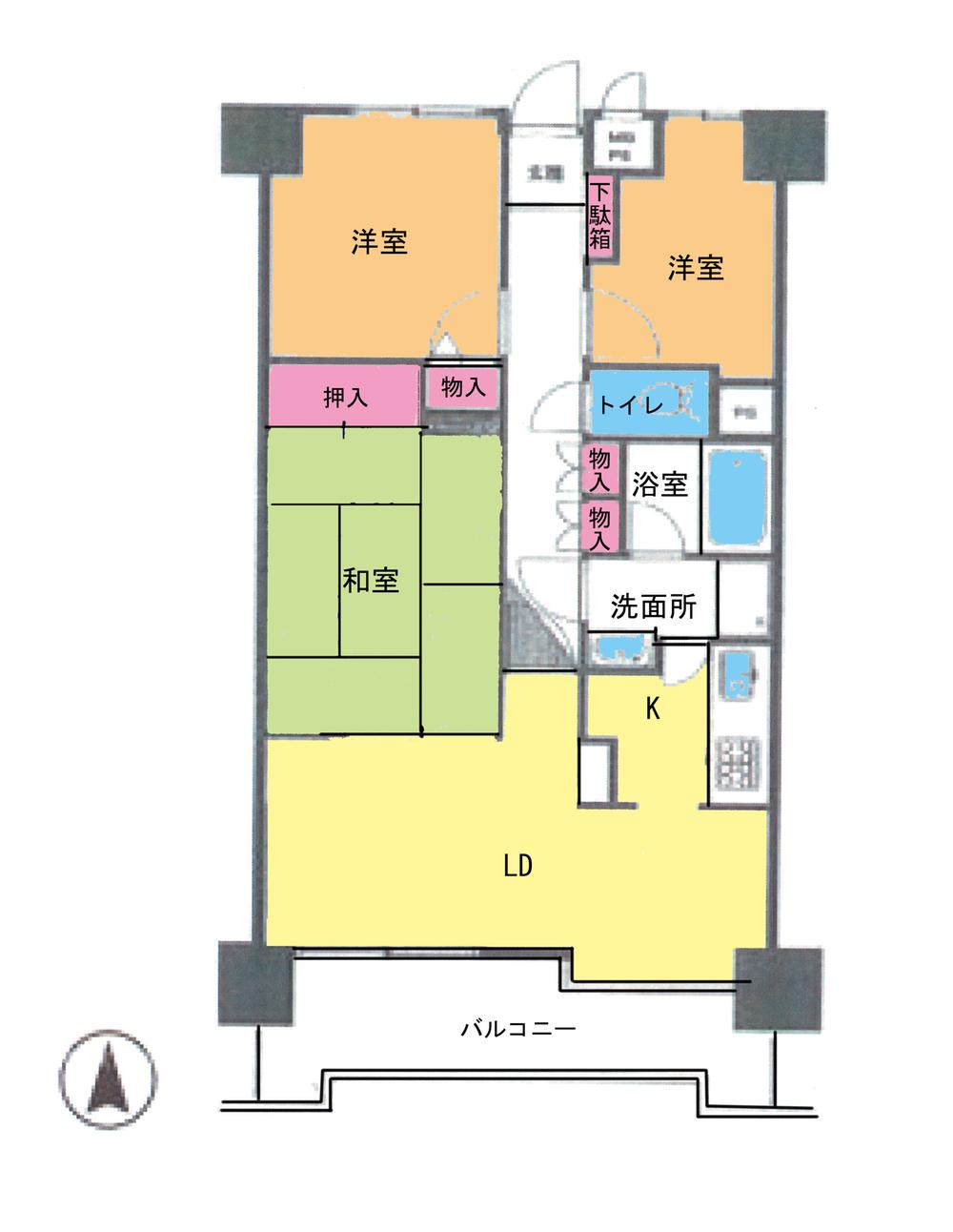 Floor plan. 3LDK, Price 17.3 million yen, Occupied area 59.33 sq m , Balcony area 9.13 sq m floor plan