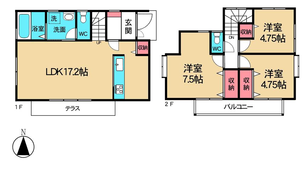 Floor plan. 17.8 million yen, 3LDK, Land area 100.05 sq m , Building area 80 sq m