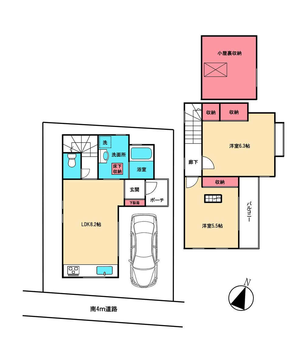 Floor plan. 16.8 million yen, 2LDK, Land area 53.44 sq m , Building area 51.12 sq m